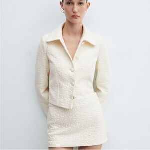NWT Mango Cream Buttoned Texture Jacket